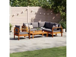 Vidaxl 5 Pcs Conjunto De Sofás De Jardim Com Almofadões Acácia Maciça