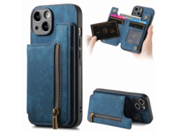 Capa Para Iphone 15 Plus Pele Sintética Azul