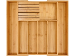 Organizador de talheres de bambu para cozinha, organizador de gavetas de utensílios de madeira, bandeja expansível para talheres e suporte para utensílios Beijiyi