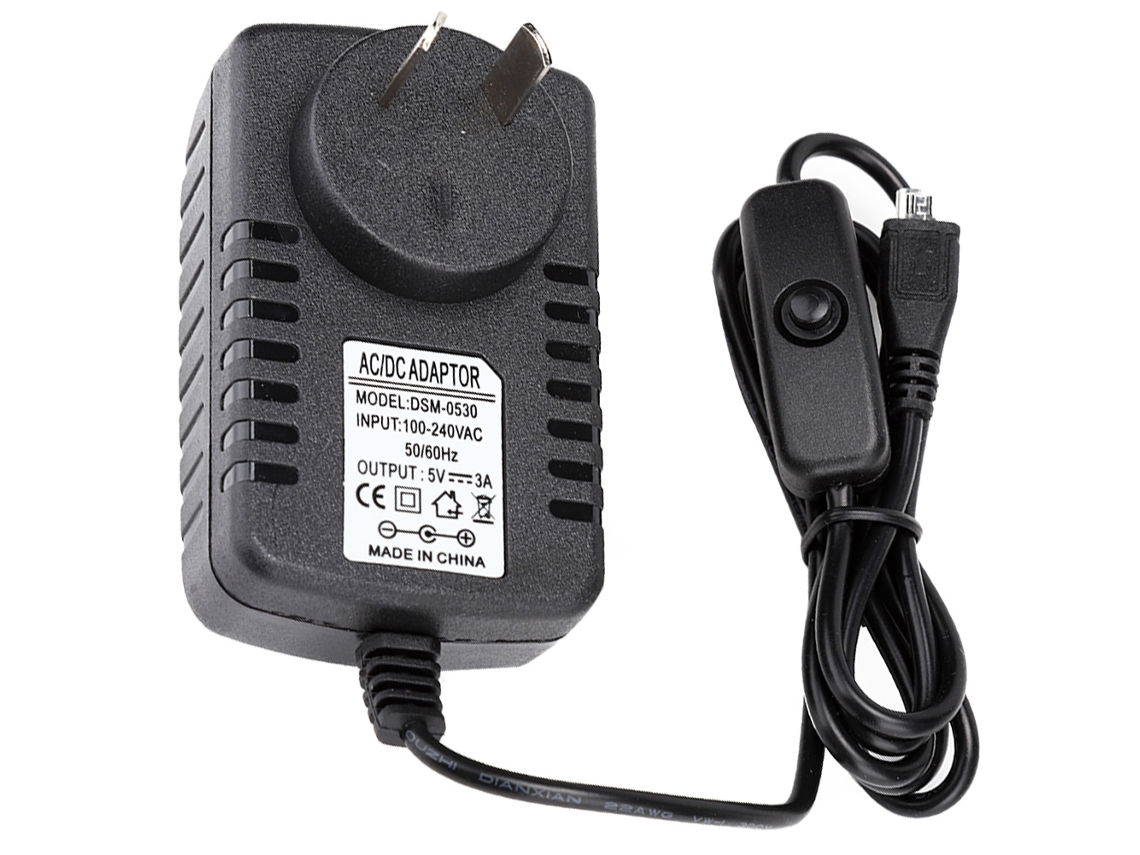 Aetheria adaptador de Energia Micro Usb 5v 3a com Interruptor para Raspberry Pi 3 B+/3b/3a+ e Dispositivos Móveis