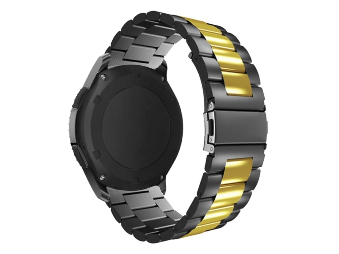 Bracelete Aço Ajustável para Garmin Vivoactive 4 Preto e Dourado