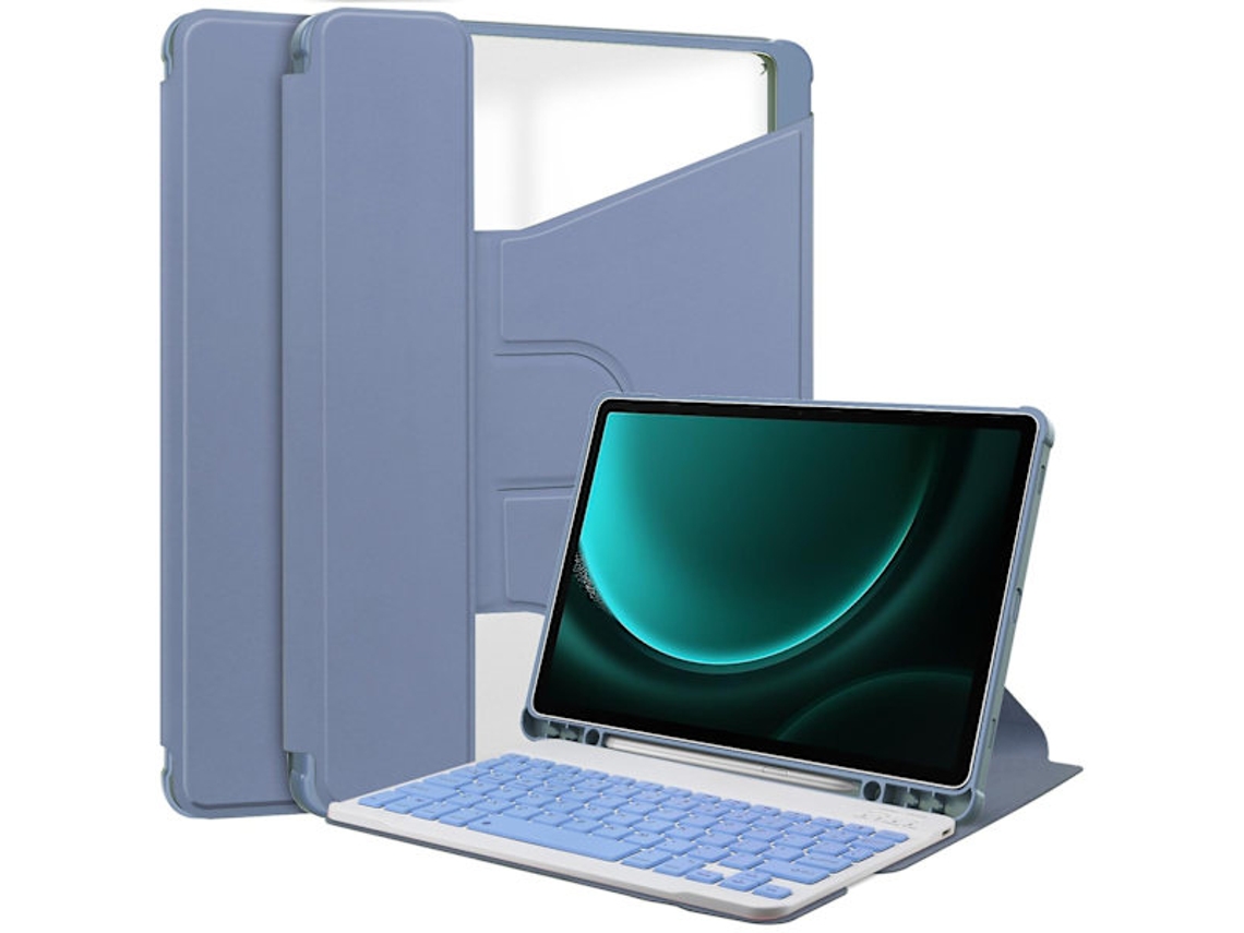 Capa Protetora Para Samsung Galaxy Tab S9 Fe Plus Com Teclado Bluetooth E Suporte Giratório Roxo Perfeito Tuotuo