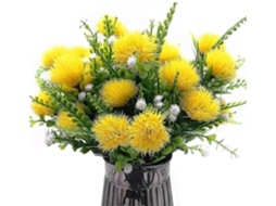 Dentes de madeira artificiais, arbusto de flores artificiais e grama para casamento em ambientes internos e externos 4 peças Slowmoose
