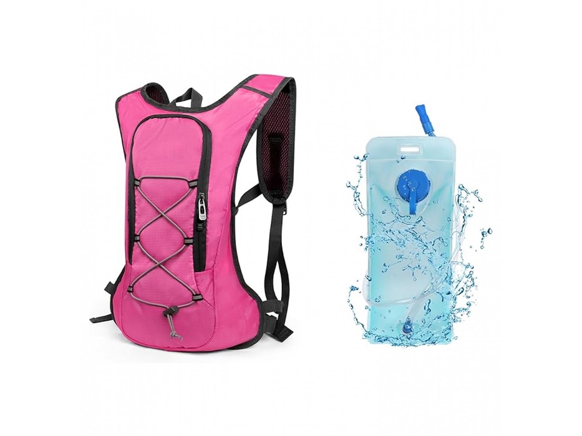 Mochila De Caminhada, Bolsa De Água De 2l, Ultraleve E Ventilada Para Ciclismo E Camping, Rosa, 43x28cm