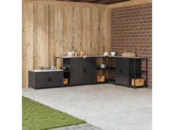 Vidaxl Estante De Cozinha Hattem Preto 30 X 50 X 92 Cm Aço