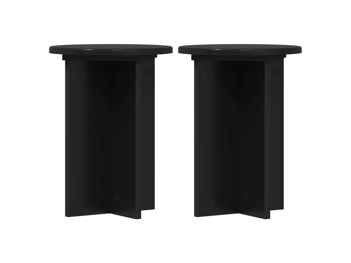 Conjunto 2 Suporte Moderno Para Plantas Vidaxl Preto Derivados De Madeira (ø29,5 X 40 Cm)