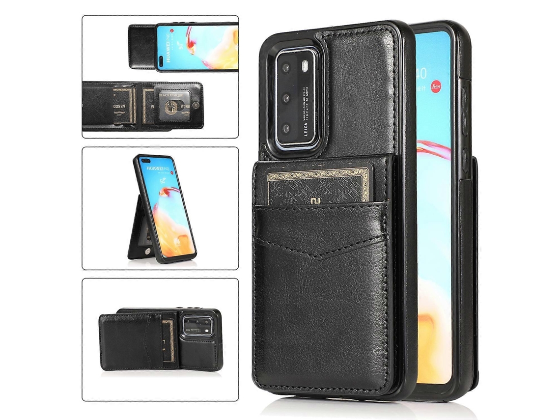 Capa Protetora De Pc Tpu De Cor Sólida Com Suporte E Compartimentos Para Cartões Para Huawei P40
