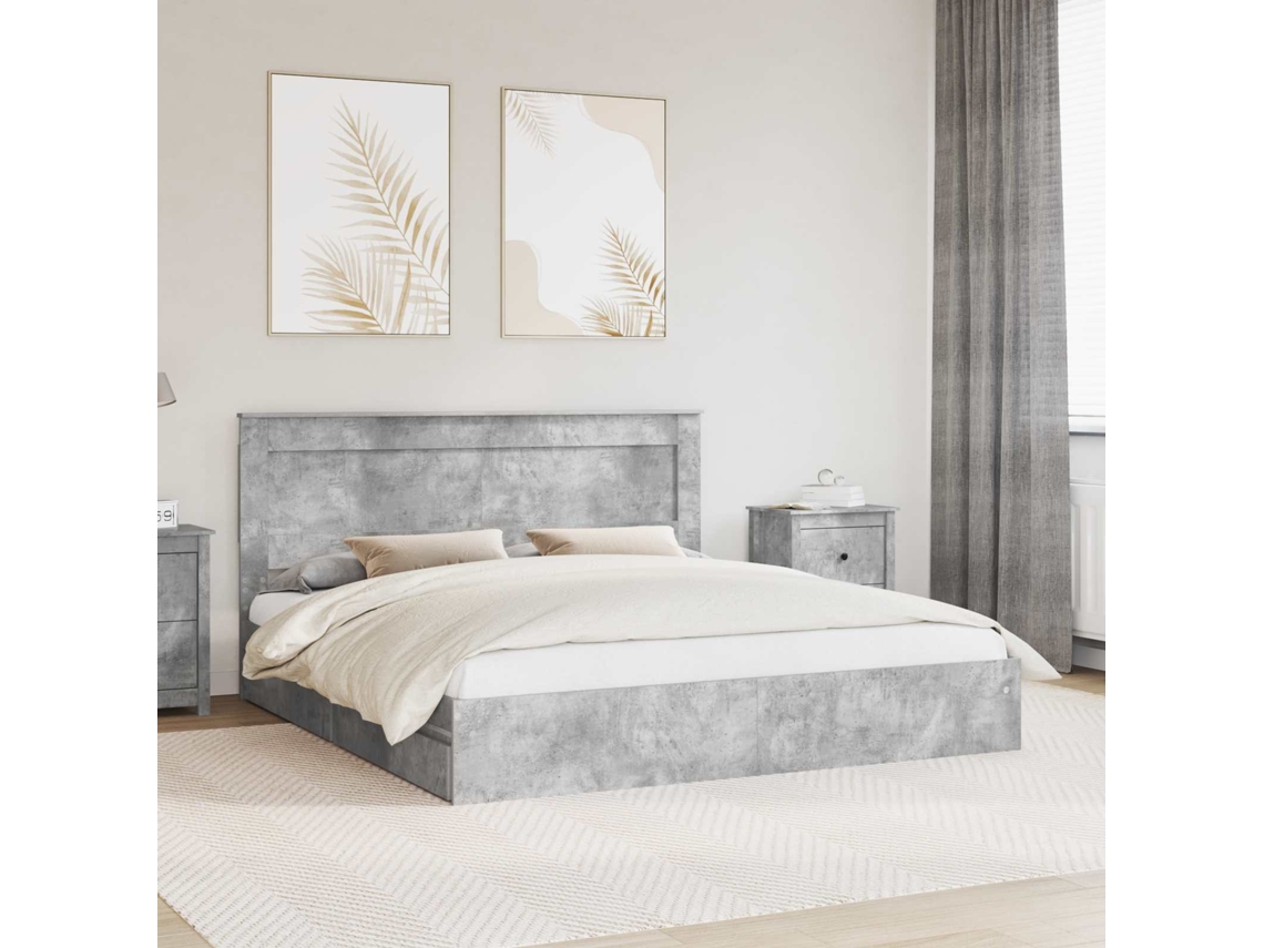 Vidaxl Cama Com Armazenamento Com Gaveta Cinzento 200 X 200 Cm