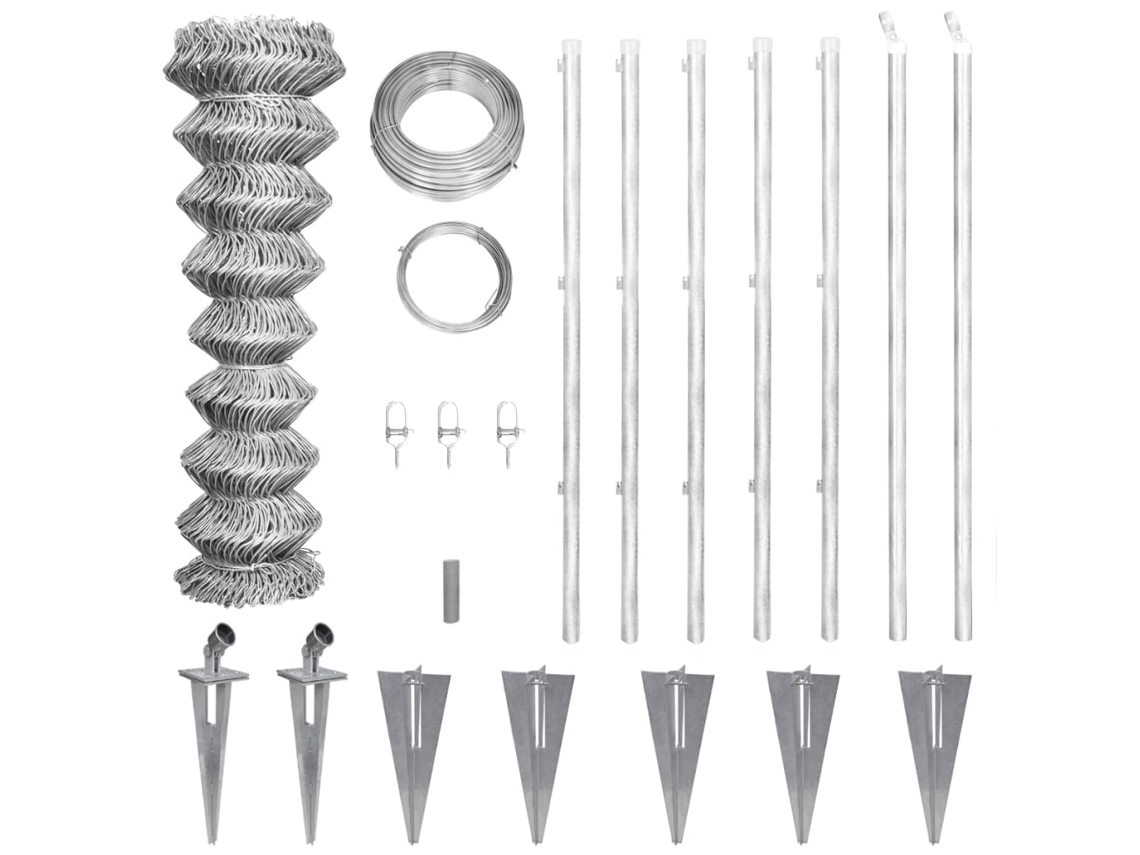 Vidaxl Cerca De Arame Com Postes/espetos 15x1 M Aço Galvanizado