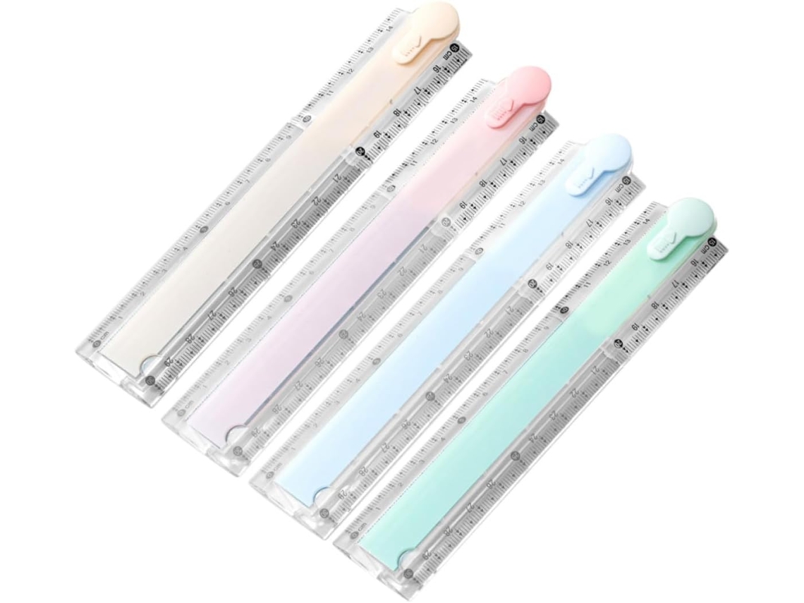 Conjunto De 4 Réguas Dobráveis Plástico Garvalon 30cm Com Design Geométrico Versátil Para Estudantes, Sala De Aula E