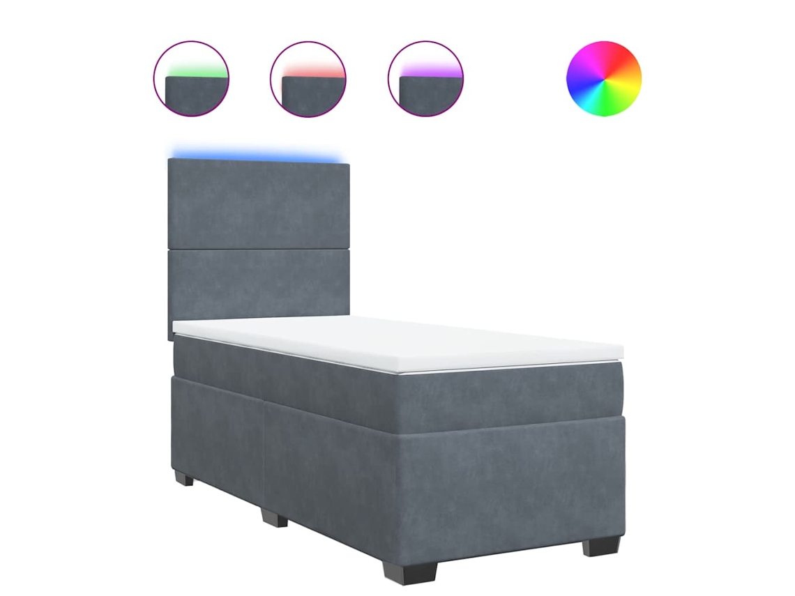 Cama com Molas/colchão 90x190 Cm Veludo Cinza escuro MAISON EXCLUSIVE
