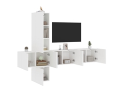 Vidaxl 5 Pcs Móveis De Parede P/ Tv Derivados De Madeira Branco
