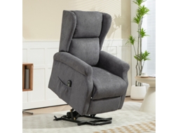Poltrona Elétrica Reclinável Com Altura Ajustável, Tecido Com Textura De Linho, Bolsos Laterais E Controle Remoto. Loja BAGOLY