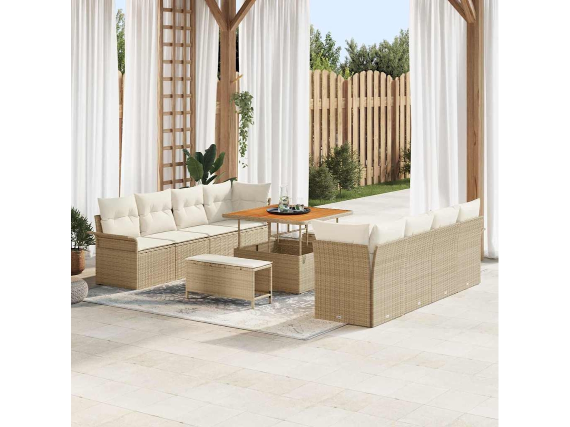 Vidaxl Conjunto De Sofá De Jardim Bege E Creme