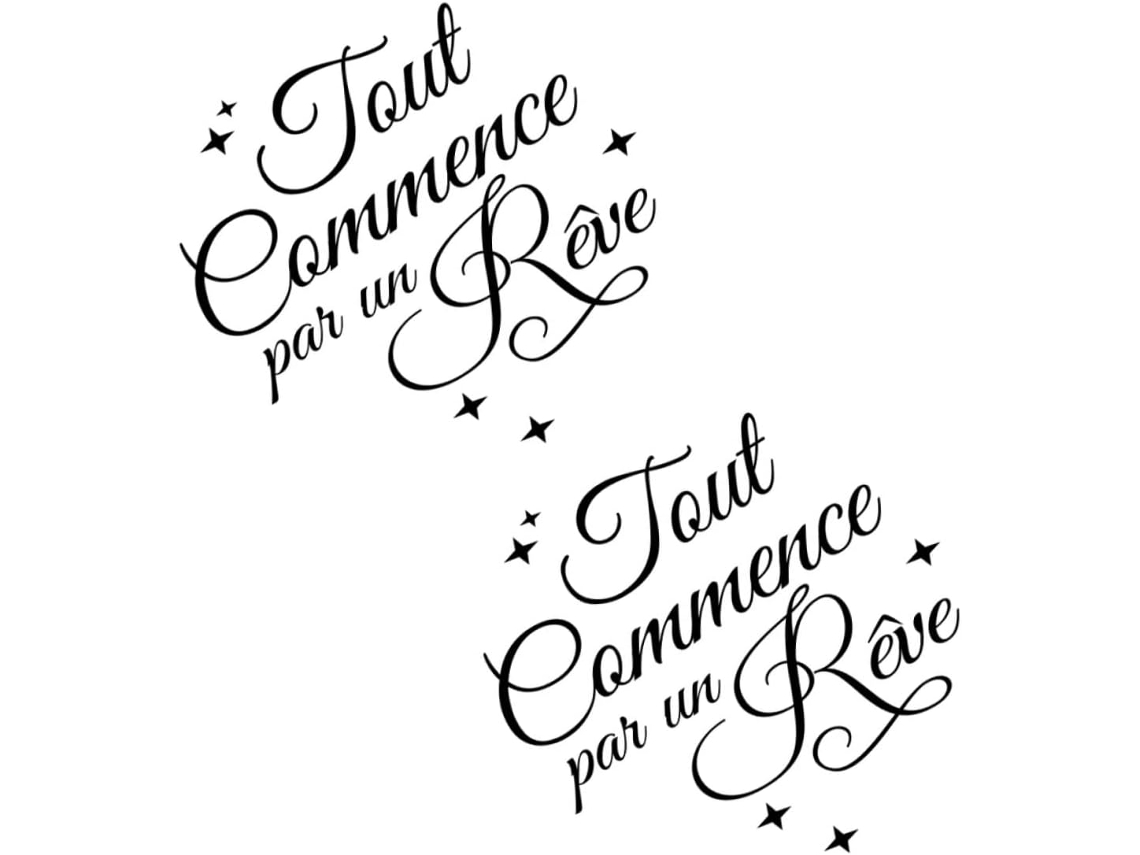 2 Adesivos Decorativos De Parede Com Provérbios Em Pvc Preto, Sem Resíduos E