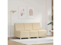 Vidaxl Unidade De Sofá Modular Sem Braços 3 Unid. Creme Tecido