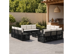 Vidaxl Conjunto De Sofá De Jardim 13 Unid. Preto E Branco Creme