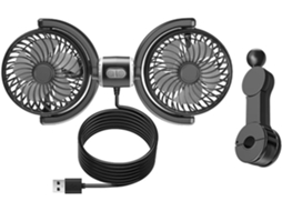 Ventilador Portátil De Carro Com Duas Cabeças - 3 Modos Vento
