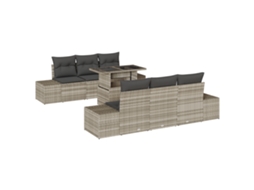 Conjunto 7 Conjunto De Móveis De Jardim Vidaxl Cinzento-claro Vime Pe (100 X 55 X 73 Cm)