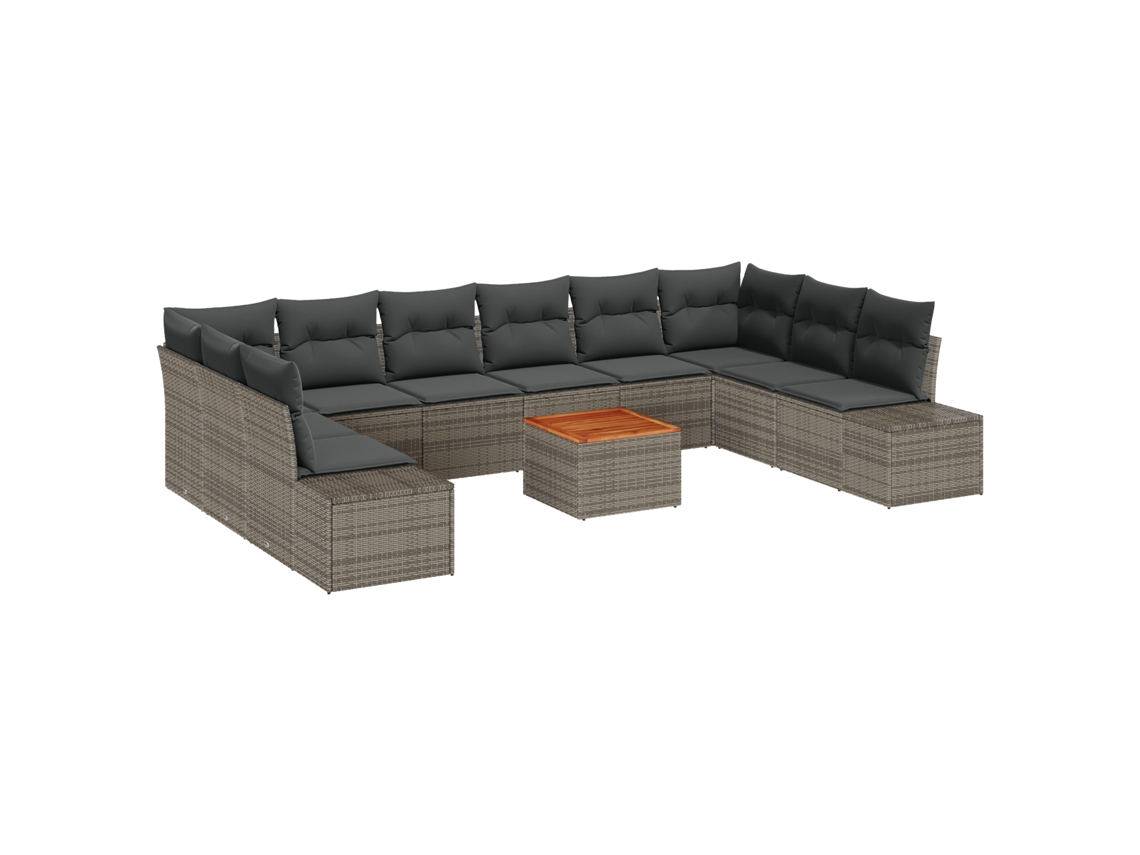 Conjunto 11 Conjunto De Móveis Para Exterior Vidaxl Cinzento Vime Pe (55 X 55 X 37 Cm)