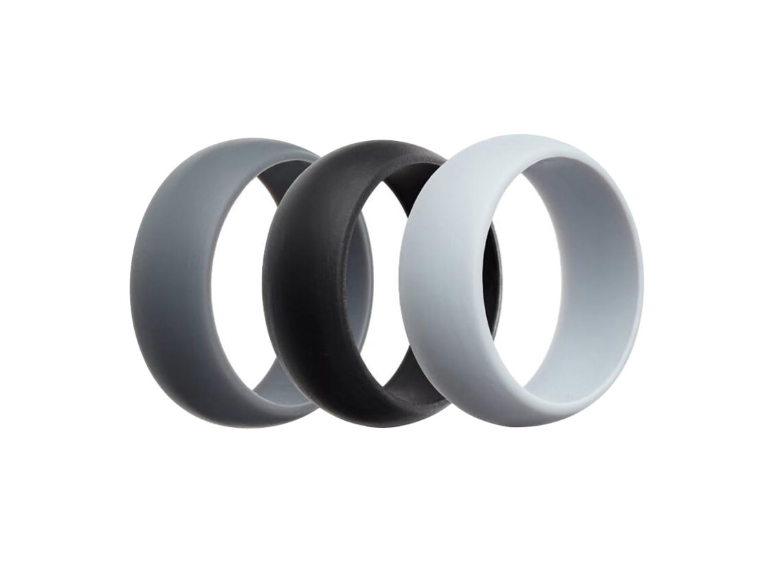 3 Anillos De Silicona Unisex Para Gimnasio, Anillos De Boda Para Pareja, Talla 7 (blanco, Negro Y Gris)