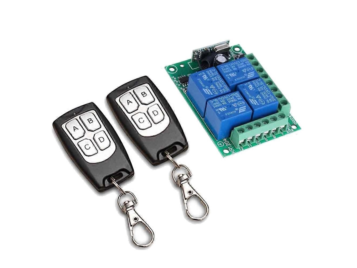 Módulo Receptor De Relé De 4 Canais Dc 12v Com Controle Remoto Sem Fio E Transmissor Rf De 4 Canais 433 Mhz_glo
