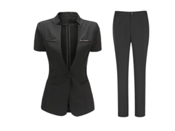 2026 traje para Mulher Mystdiy com Blazer de Manga Curta e Calças