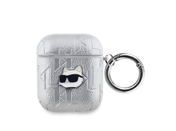 Karl Lagerfeld capa para AirPods 1/2 Choupette em relevo prateado