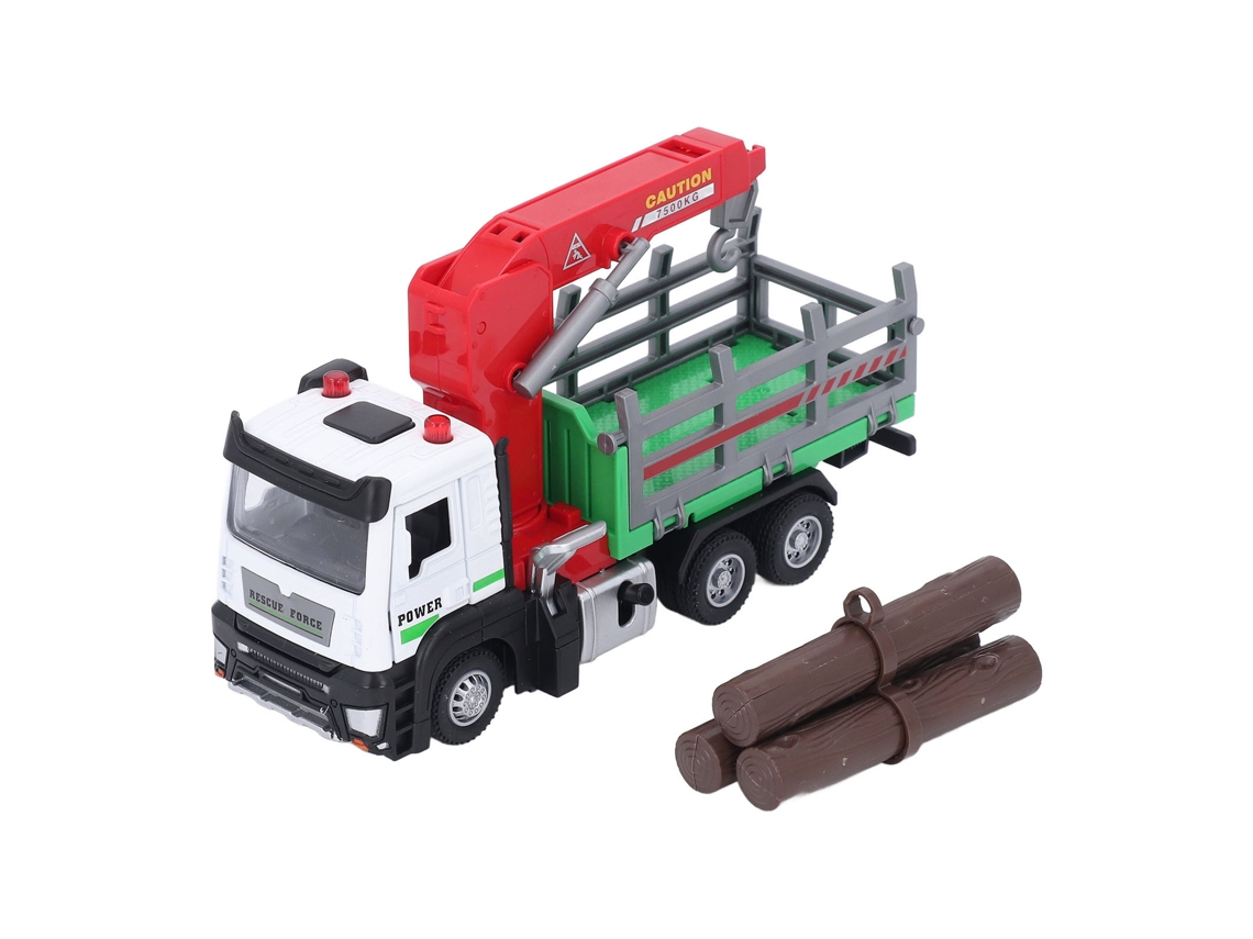 Primerox caminhão de Transporte Madeira 1:32 com Guindaste Luz Som para Crianças Toddlers Verde