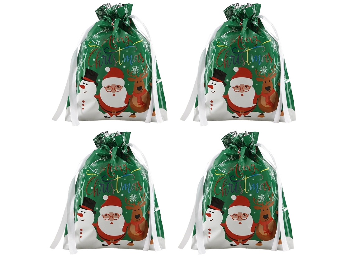 Sacolas De Natal Com Cordão Para Presentes, Ideais Para Embrulhar Doces E Outros Presentes De Natal.