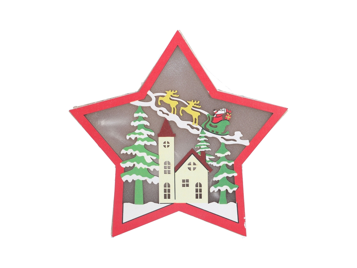 Enfeite de Natal com estrela de madeira e luz LED LAXISCREED