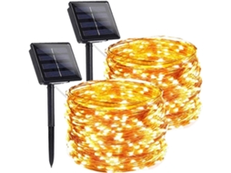 Omni luces de Cadena Solar, 2 Paquetes 100 Led 33ft 8 Modos Impermeables para Jardín Exterior Interior