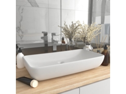 Lavatã³rio Luxuoso Retangular 71x38 Cm Cerã¢mica Branco Mate DKD HOME DECOR