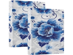 Joias de jade em estilo chinês com flores azuis, anel redondo de 1-1 2 polegadas com saquinhos, embalagem com 1 ou 2 adesivos.