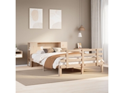Vidaxl Cama com Estante Sem Colchão 135x190 Cm Pinho Maciço