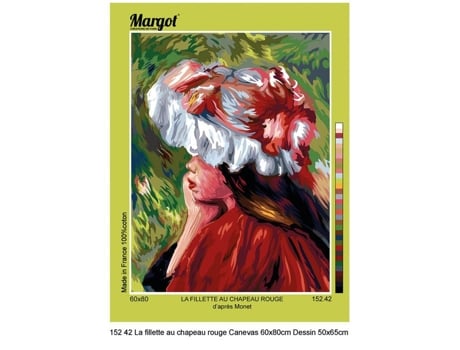 Canevas Margot A Menina Com Chapéu Vermelho De Monet 60x80 Cm