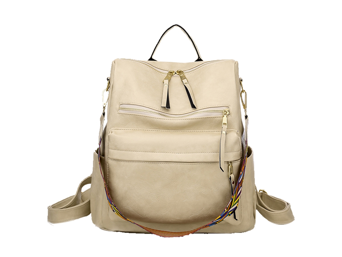 Mochila Feminina Moda Em Couro Sintético Bolsa De Viagem