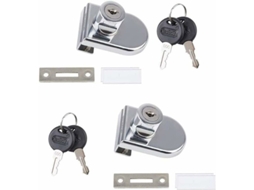 Fechadura De Segurança Para Porta Vidro Com Trava, Pacote 2 Unidades, Armários E Vitrines Portas 5 A 8 Mm Espessura, Sem Necessidade Furação