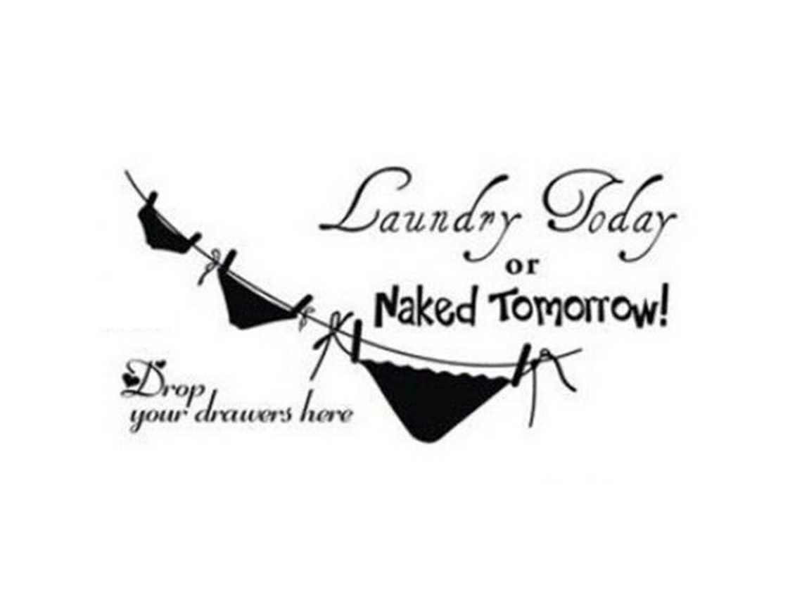 Adesivo de Parede "laundry Today" Vinil Removível para Lavanderia 78x41cm