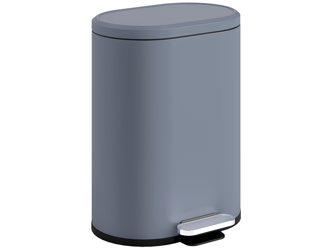 Lixeira De Cozinha De 6 Litros, De Metal Com Pedal E Balde Interno, Tampa Com Fechamento Suave, 24,5 X 21,5 X 29,5 Cm, Cinza