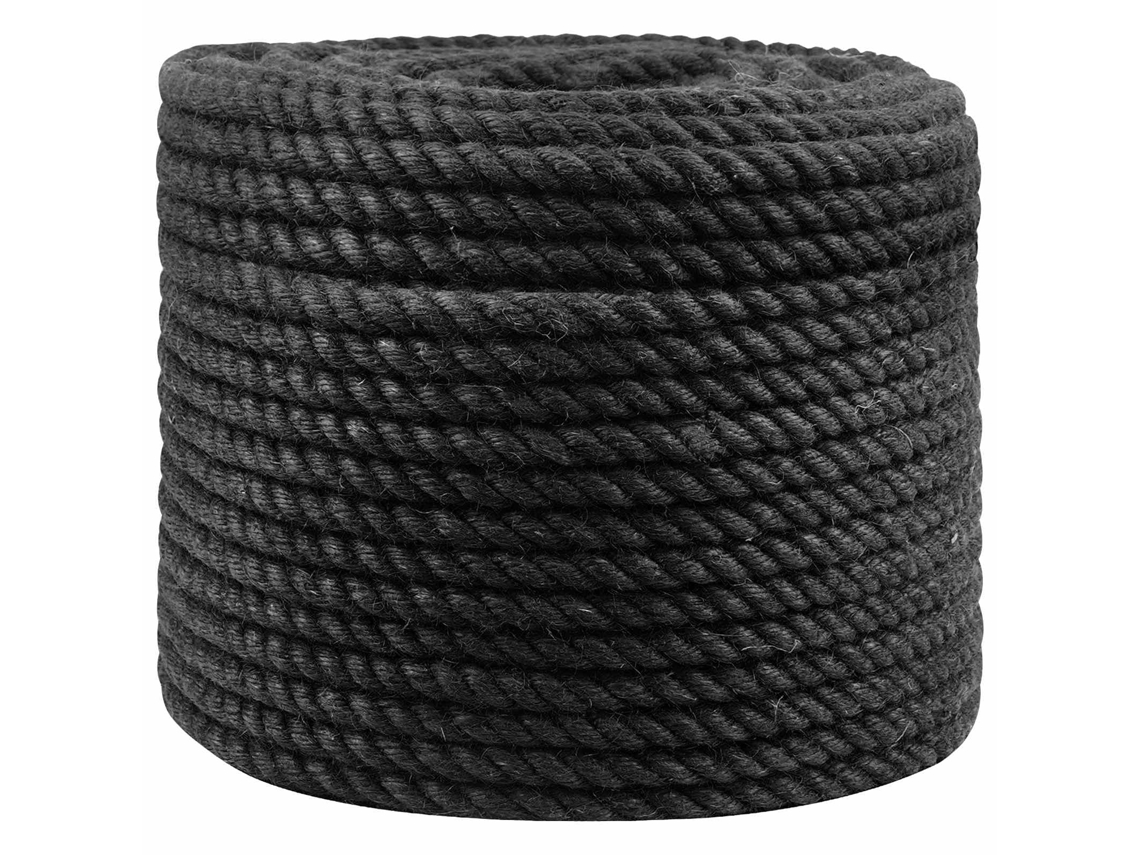 Vidaxl Corda De Juta 12 Mm Preto 100% Juta Tossa