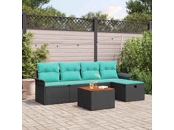 Vidaxl Conjunto De Sofá De Jardim 6 Unid. Preto Rattan Sintético