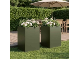 Vidaxl Vaso De Jardim 2 Unid. Verde-azeitona 50 X 50 X 75 Cm