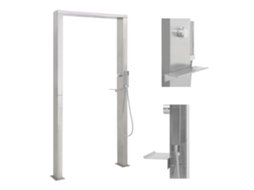 Vidaxl Coluna De Duche P/ Exterior Com Jatos Duplos Em Aço Inoxidável