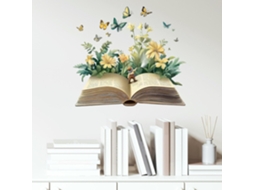 Jm Life Livre Plantes Fleurs Papillons Salon Bureau Decoração Murale Adesivos