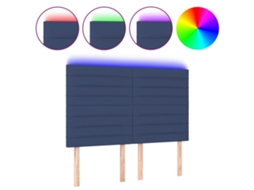 Cabeceira de cama com LED em tecido 144x5x118/128 cm Azul MAISON EXCLUSIVE
