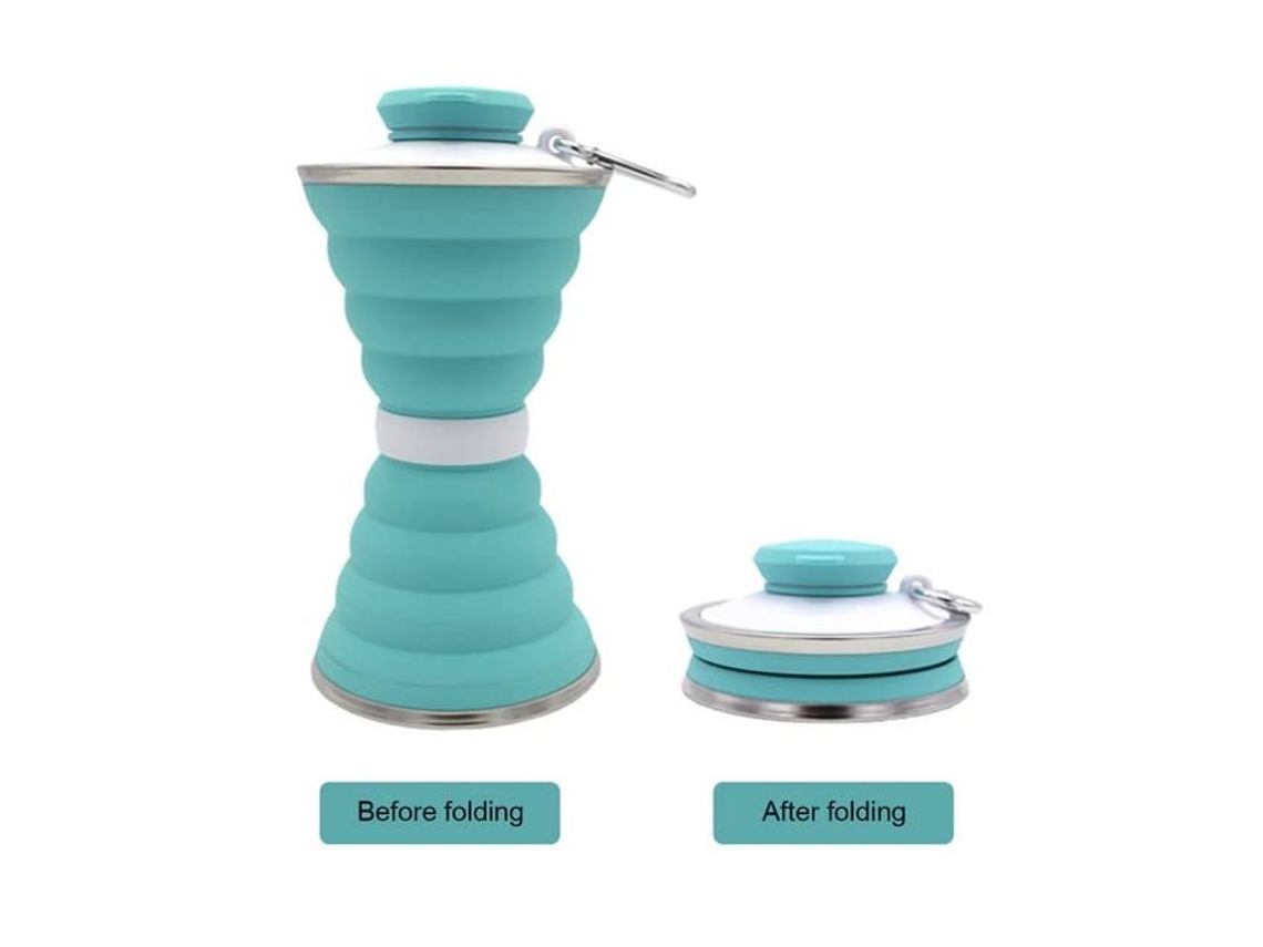 Garrafa de água dobrável de silicone, reutilizável, portátil e resistente a vazamentos, ideal para camping e esportes (2026), 500ml