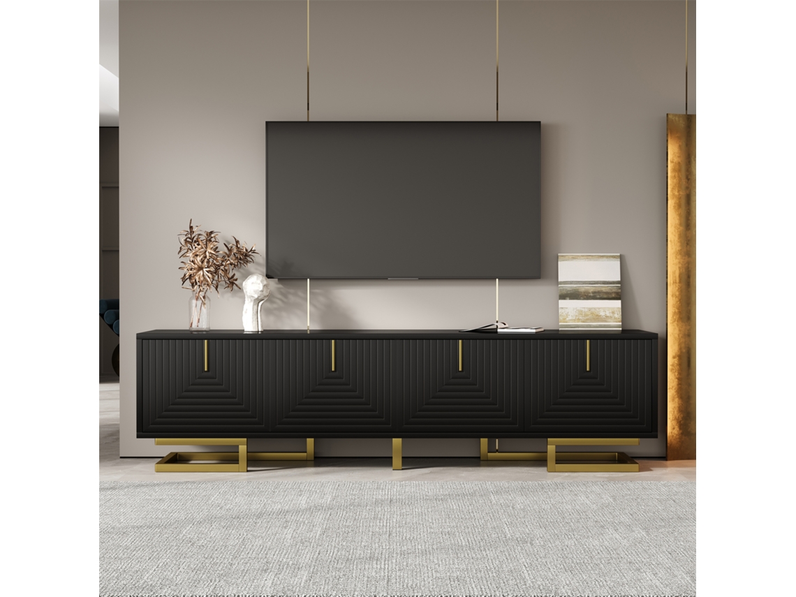Móvel TV e Aparador em Madeira Natural 180x40x55 cm, Armazenamento, para Tvs 70 polegadas KOMHTOM