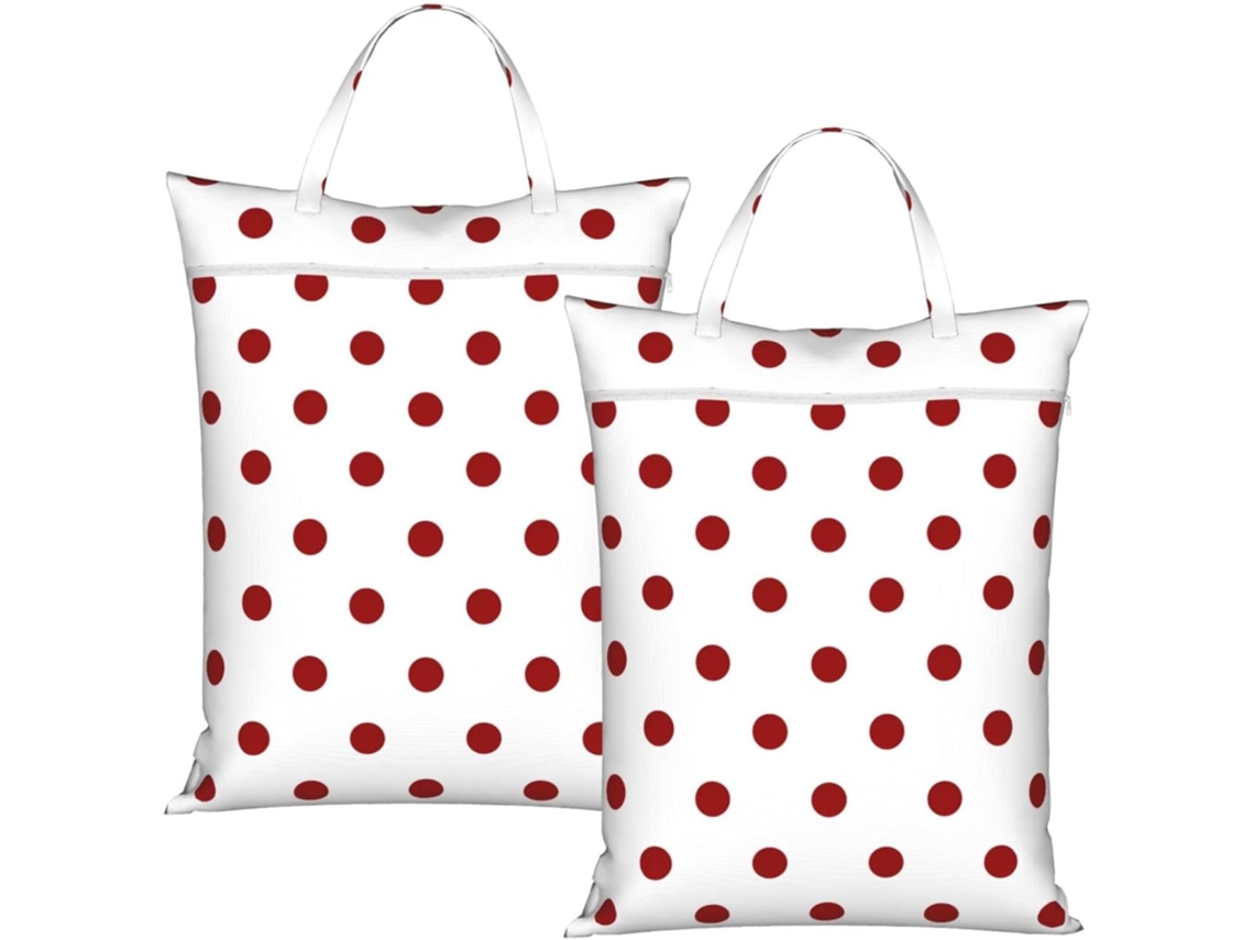 Conjunto De 2 Sacos De Roupa Suja Para Viagem (vermelhos Com Bolinhas