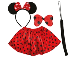 Kit Famoso Mouse Infantil Faixa de cabeça, laço, rabo e saia
